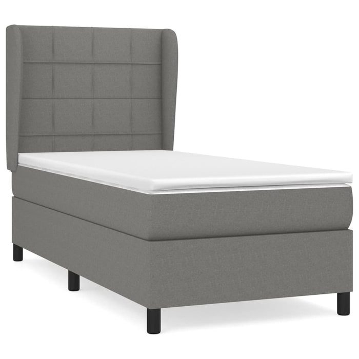 Pat box spring cu saltea, gri închis, 90x200 cm, textil - WALTI WALTI