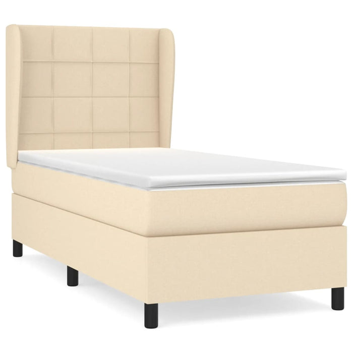 Pat box spring cu saltea, crem, 100x200 cm, textil WALTI