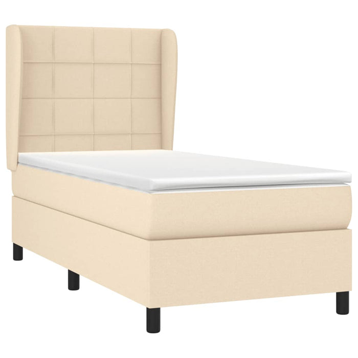 Pat box spring cu saltea, crem, 100x200 cm, textil WALTI