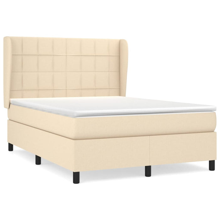 Pat box spring cu saltea, crem, 140x200 cm, textil - WALTI WALTI
