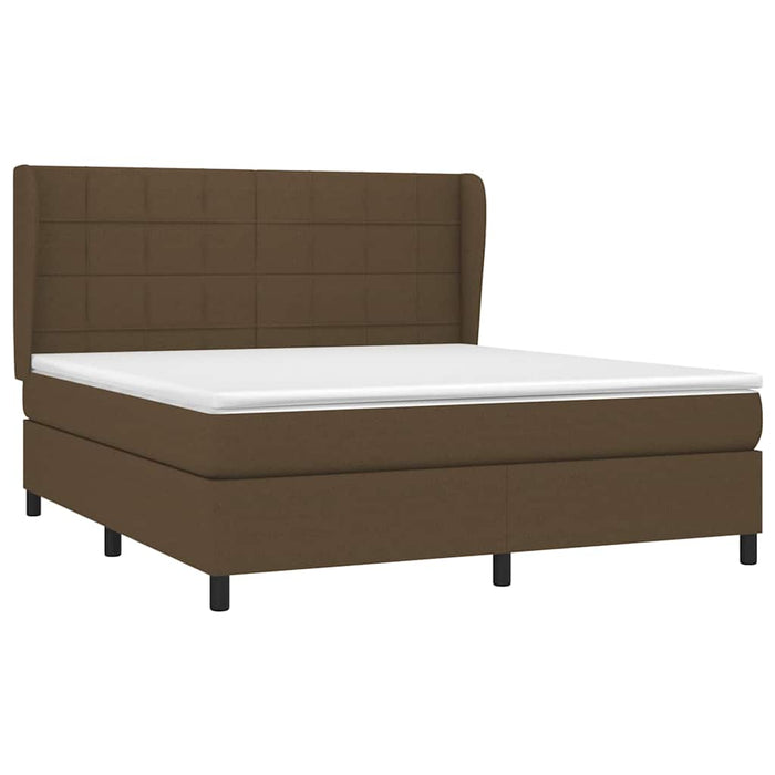 Pat box spring cu saltea, maro închis, 160x200 cm, textil WALTI