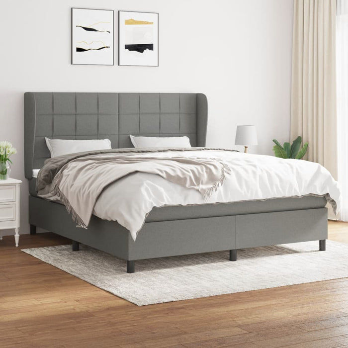 Pat box spring cu saltea, gri închis, 180x200 cm, textil - WALTI WALTI