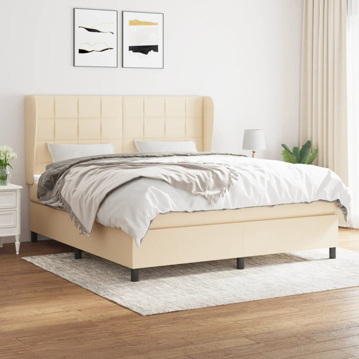 Pat continental cu saltea, crem, 180x200 cm, textil - WALTI WALTI