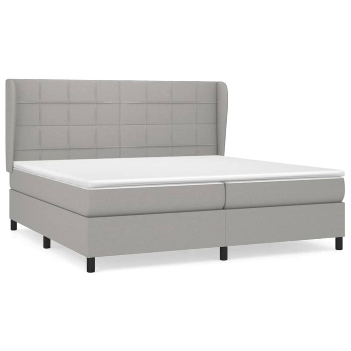 Pat box spring cu saltea, gri deschis, 200x200 cm, textil - WALTI WALTI