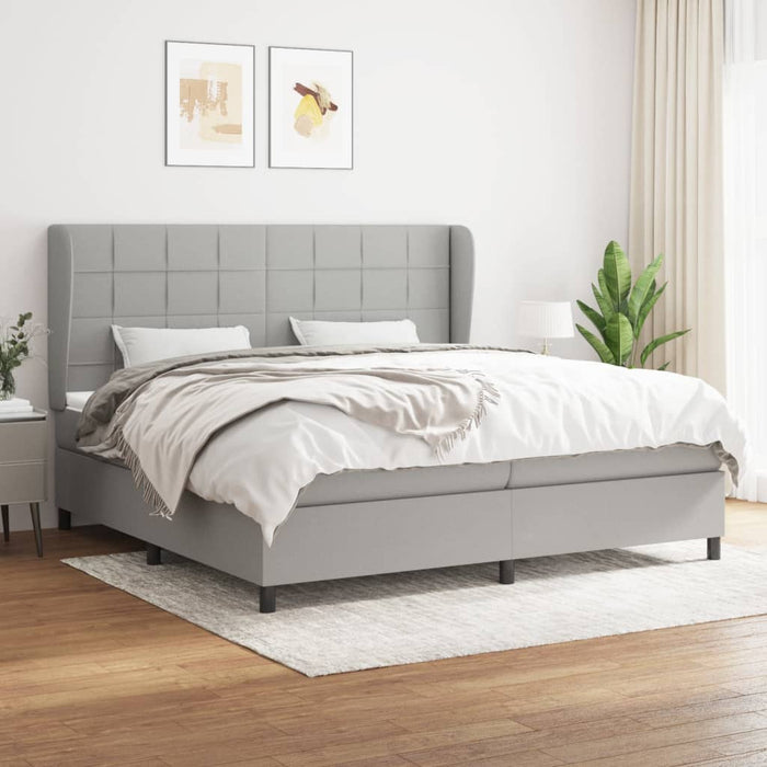 Pat box spring cu saltea, gri deschis, 200x200 cm, textil - WALTI WALTI