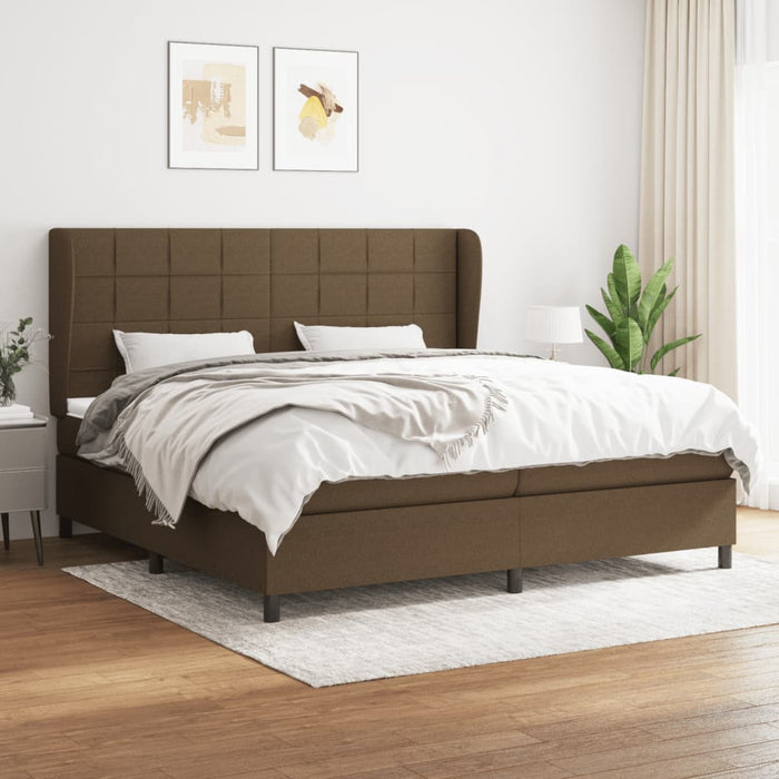 Pat box spring cu saltea, maro închis, 200x200 cm, textil - WALTI WALTI