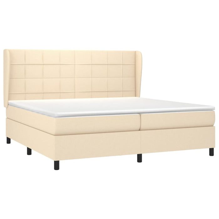 Pat box spring cu saltea, crem, 200x200 cm, textil - WALTI WALTI