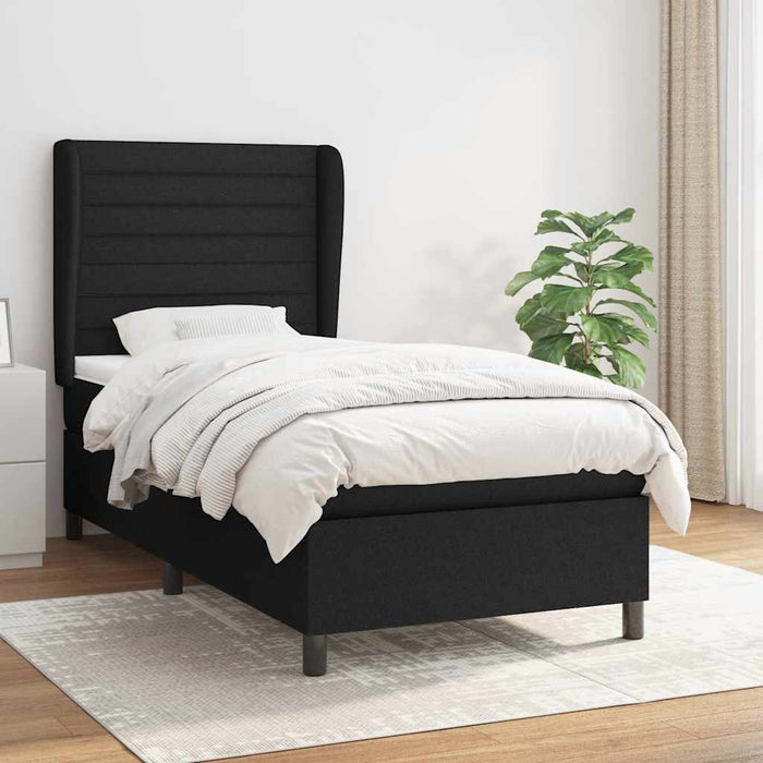 Pat box spring cu saltea, negru, 90x190 cm, textil - WALTI WALTI