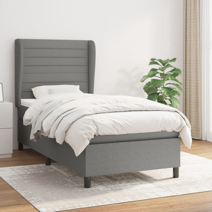 Pat box spring cu saltea, gri închis, 90x200 cm, textil - WALTI WALTI