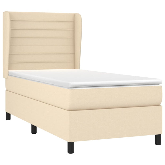 Pat box spring cu saltea, crem, 100x200 cm, textil WALTI