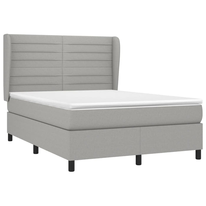 Pat box spring cu saltea, gri deschis, 140x190 cm, textil WALTI