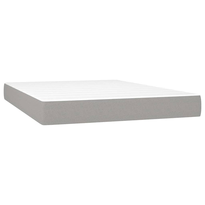 Pat box spring cu saltea, gri deschis, 140x190 cm, textil WALTI