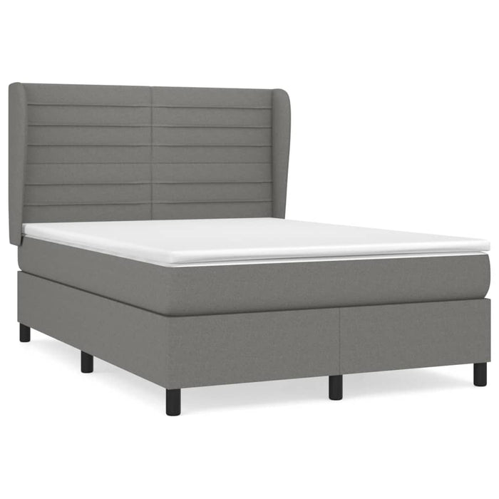 Pat box spring cu saltea, gri închis, 140x200 cm, textil - WALTI WALTI