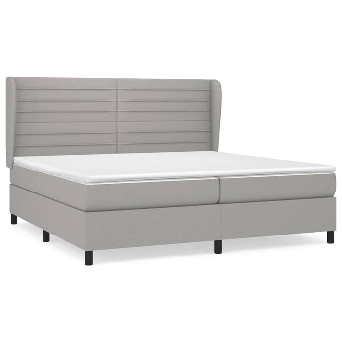 Pat box spring cu saltea, gri deschis, 200x200 cm, textil - WALTI WALTI
