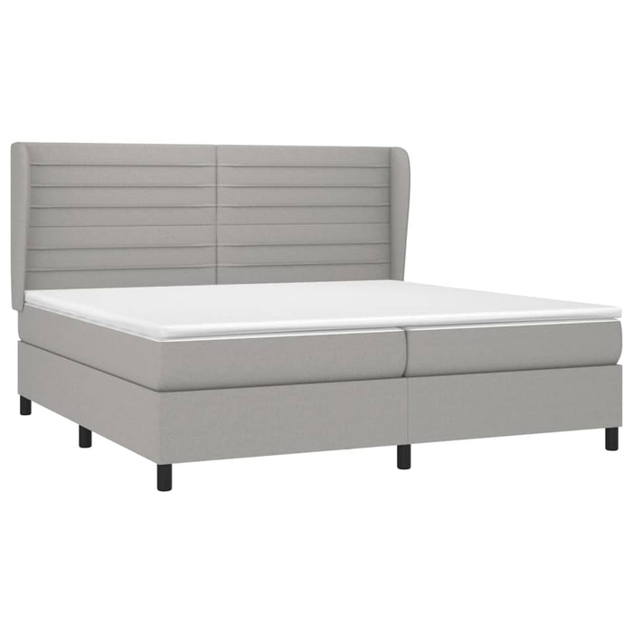 Pat box spring cu saltea, gri deschis, 200x200 cm, textil - WALTI WALTI