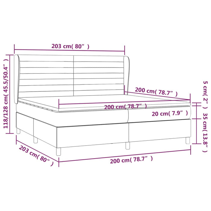 Pat box spring cu saltea, gri deschis, 200x200 cm, textil - WALTI WALTI