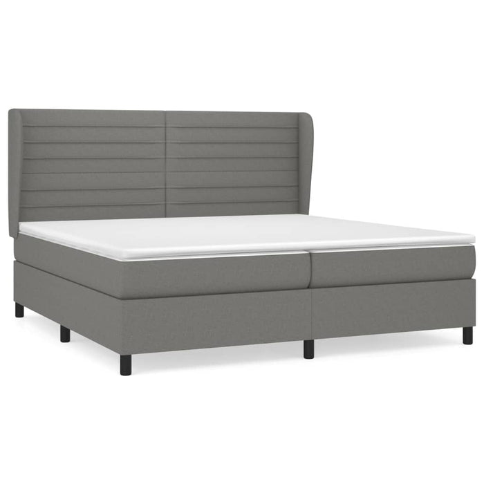 Pat box spring cu saltea, gri închis, 200x200 cm, textil - WALTI WALTI