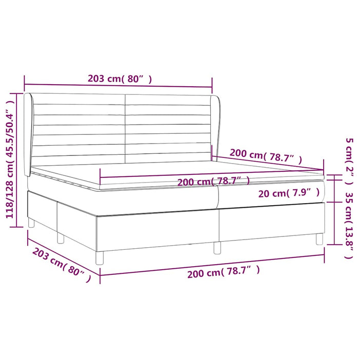 Pat box spring cu saltea, negru, 200x200 cm, textil - WALTI WALTI