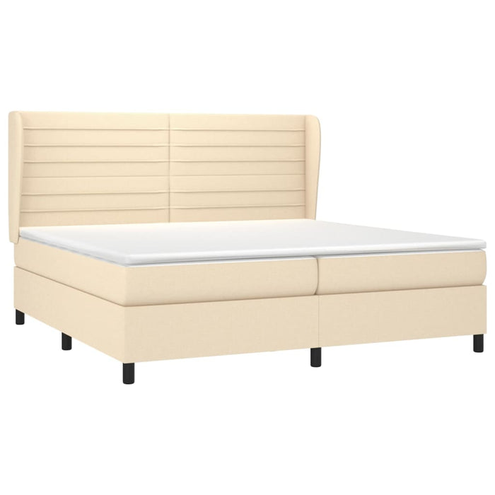 Pat box spring cu saltea, crem, 200x200 cm, textil - WALTI WALTI