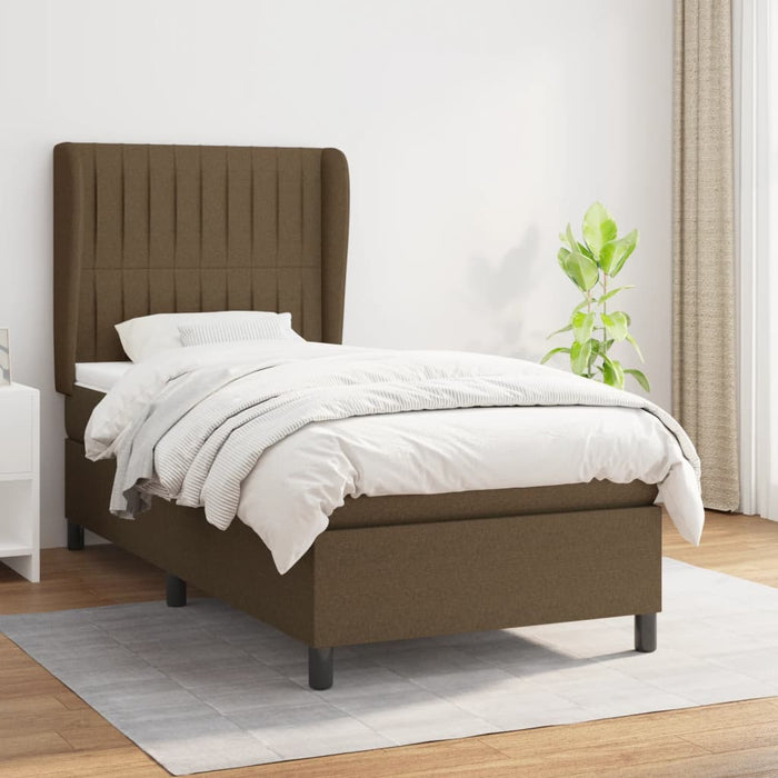 Pat box spring cu saltea, maro închis, 80x200 cm, textil WALTI