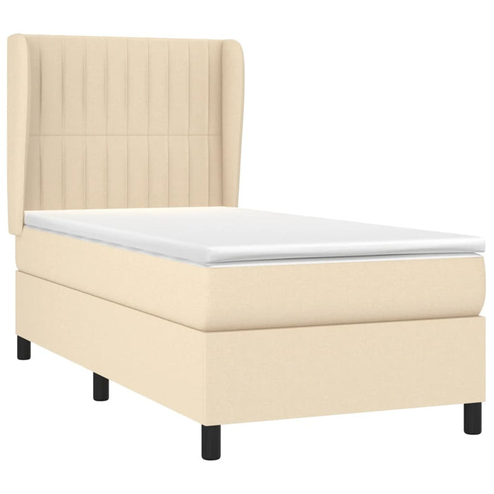 Pat box spring cu saltea, crem, 90x190 cm, textil - WALTI WALTI