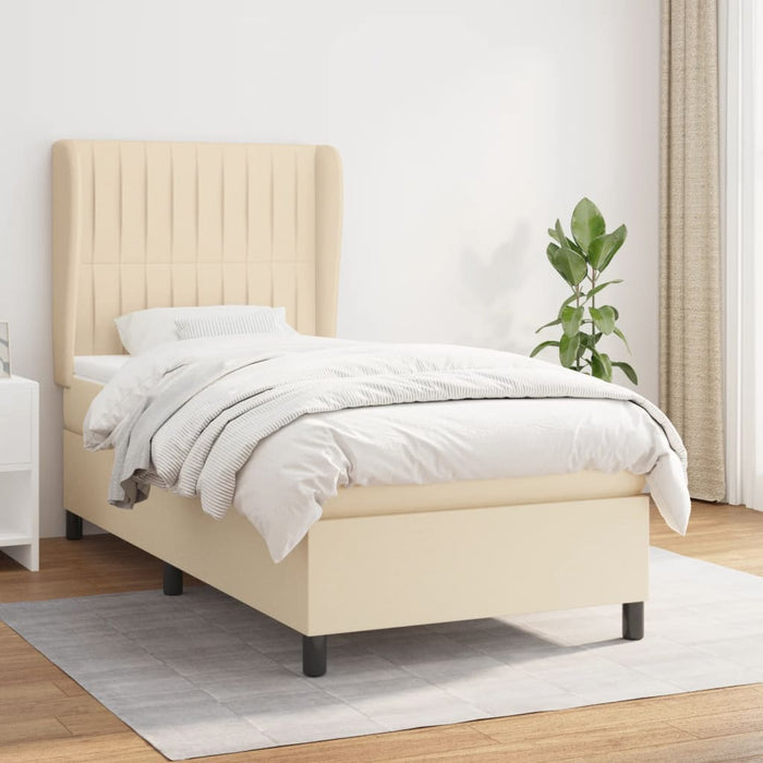 Pat box spring cu saltea, crem, 90x190 cm, textil - WALTI WALTI