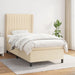 Pat box spring cu saltea, crem, 90x190 cm, textil - WALTI WALTI