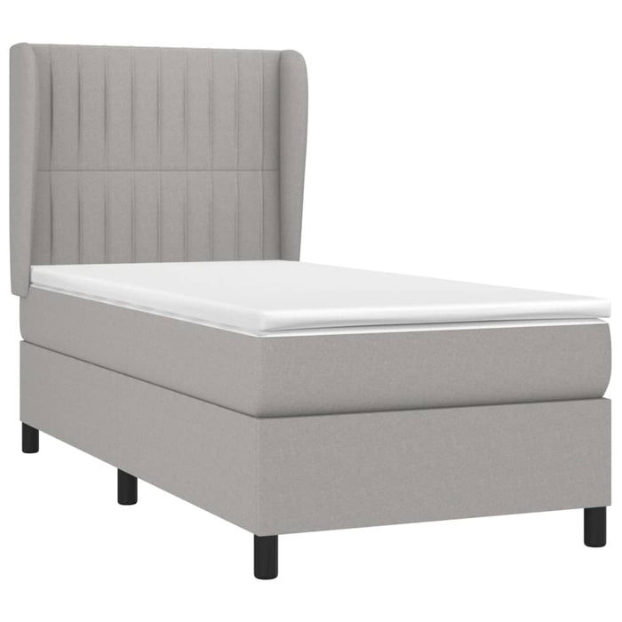 Pat box spring cu saltea, gri deschis, 90x200 cm, textil - WALTI WALTI