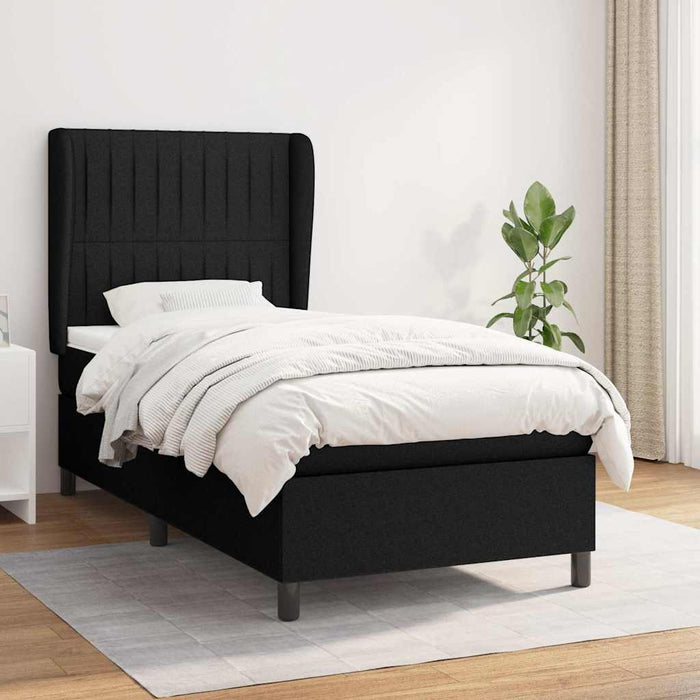 Pat box spring cu saltea, negru, 90x200 cm, textil - WALTI WALTI