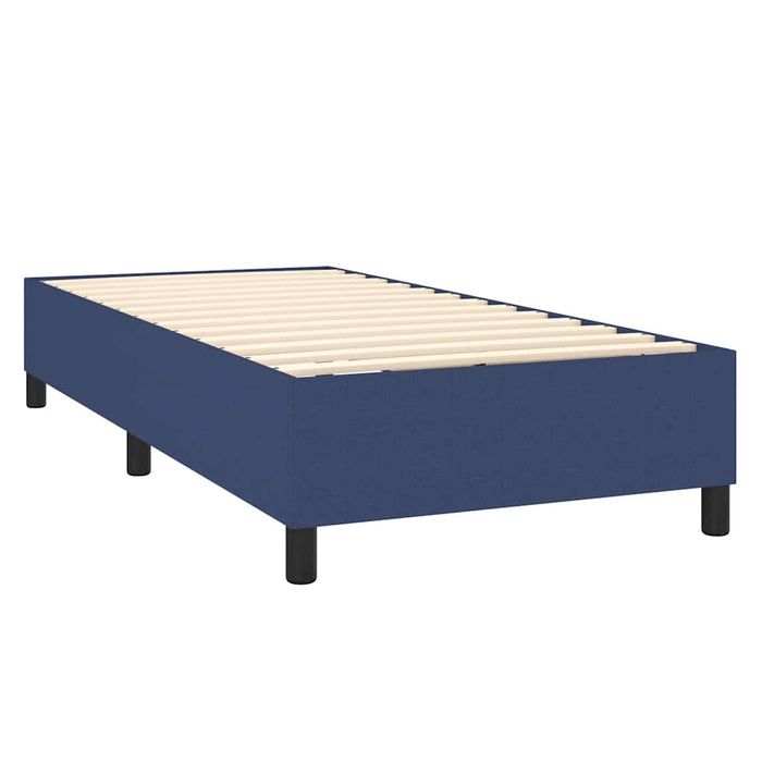 Pat box spring cu saltea, albastru, 100x200 cm, textil WALTI