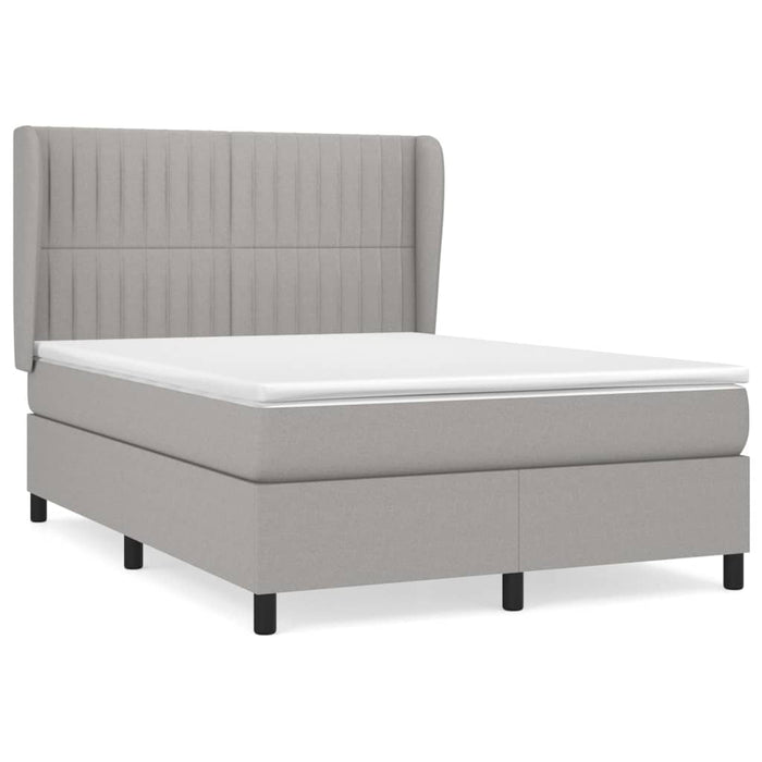 Pat box spring cu saltea, gri deschis, 140x190 cm, textil - WALTI WALTI