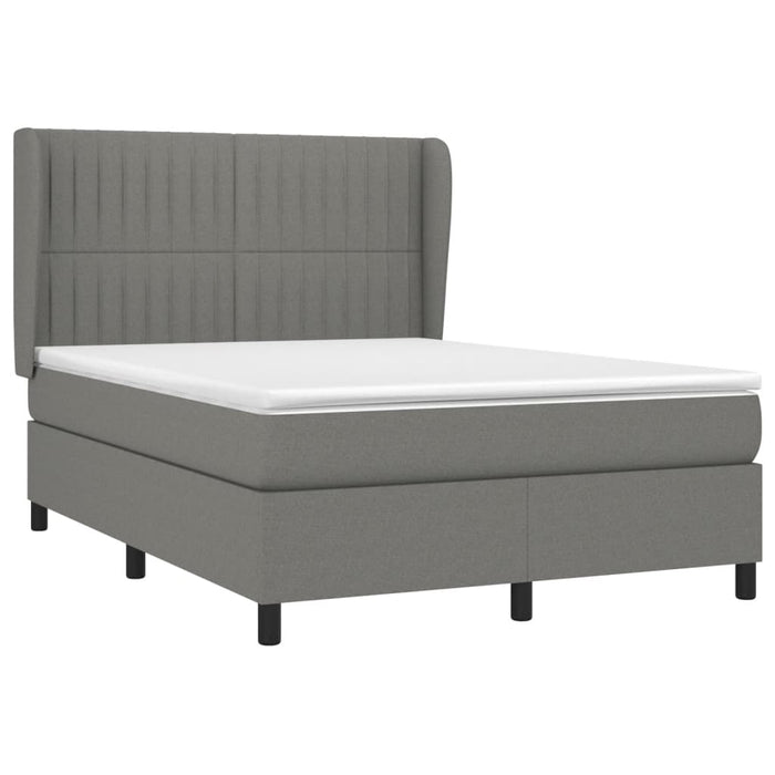 Pat box spring cu saltea, gri închis, 140x190 cm, textil - WALTI WALTI