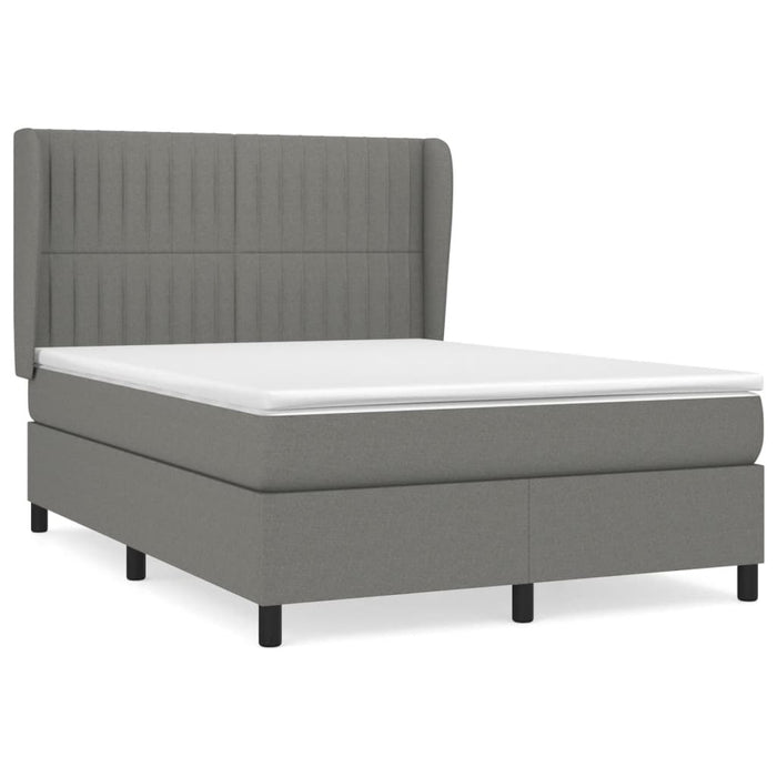 Pat box spring cu saltea, gri închis, 140x200 cm, textil - WALTI WALTI