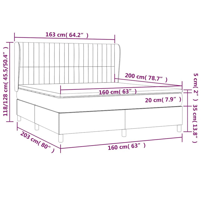 Pat box spring cu saltea, negru, 160x200 cm, textil - WALTI WALTI