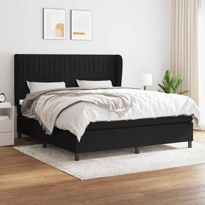 Pat box spring cu saltea, negru, 160x200 cm, textil - WALTI WALTI