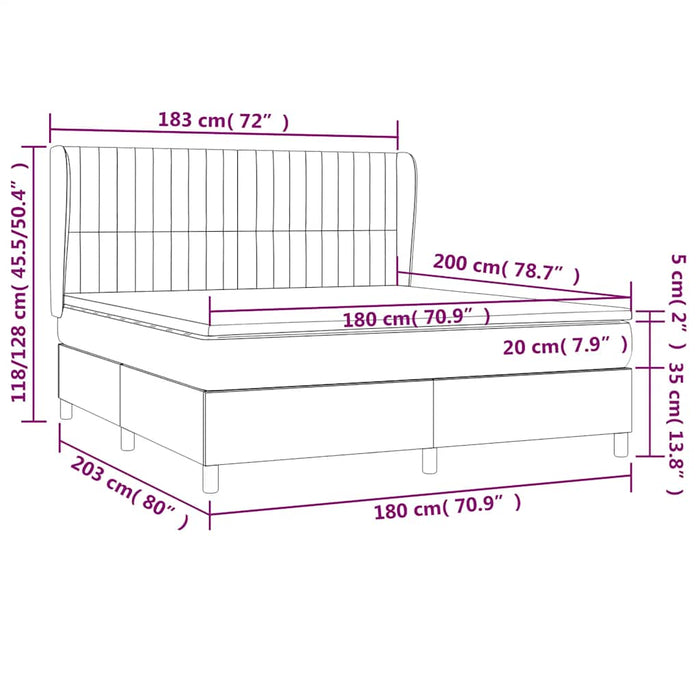 Pat box spring cu saltea, negru, 180x200 cm, catifea - WALTI WALTI