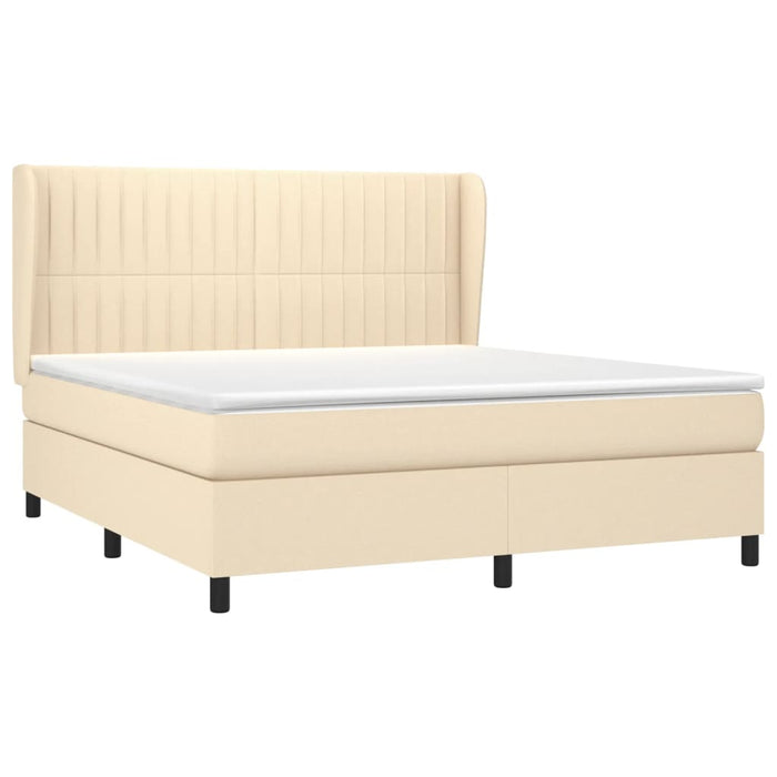 Pat continental cu saltea, crem, 180x200 cm, textil WALTI