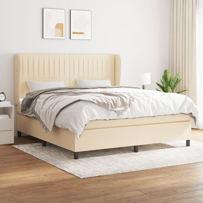 Pat continental cu saltea, crem, 180x200 cm, textil WALTI