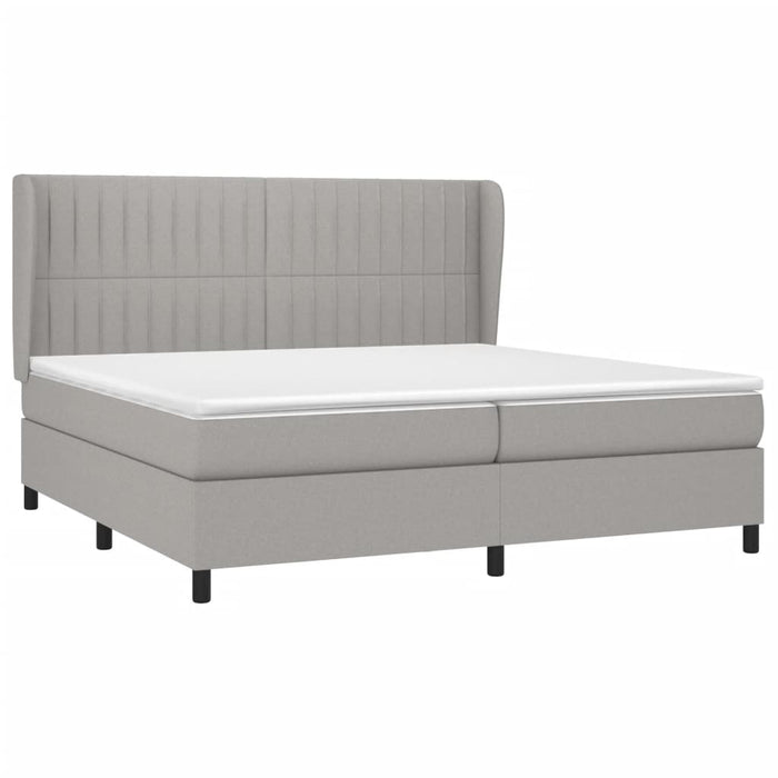 Pat box spring cu saltea, gri deschis, 200x200 cm, textil - WALTI WALTI