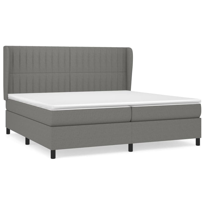 Pat box spring cu saltea, gri închis, 200x200 cm, textil - WALTI WALTI