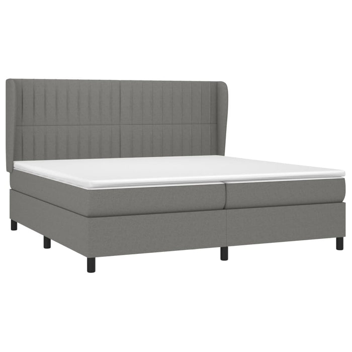 Pat box spring cu saltea, gri închis, 200x200 cm, textil - WALTI WALTI