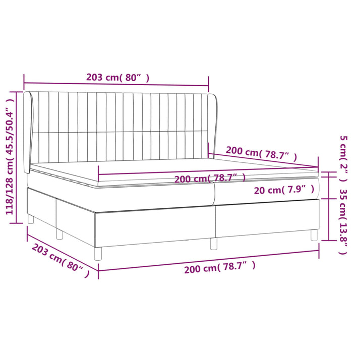 Pat box spring cu saltea, gri închis, 200x200 cm, textil - WALTI WALTI