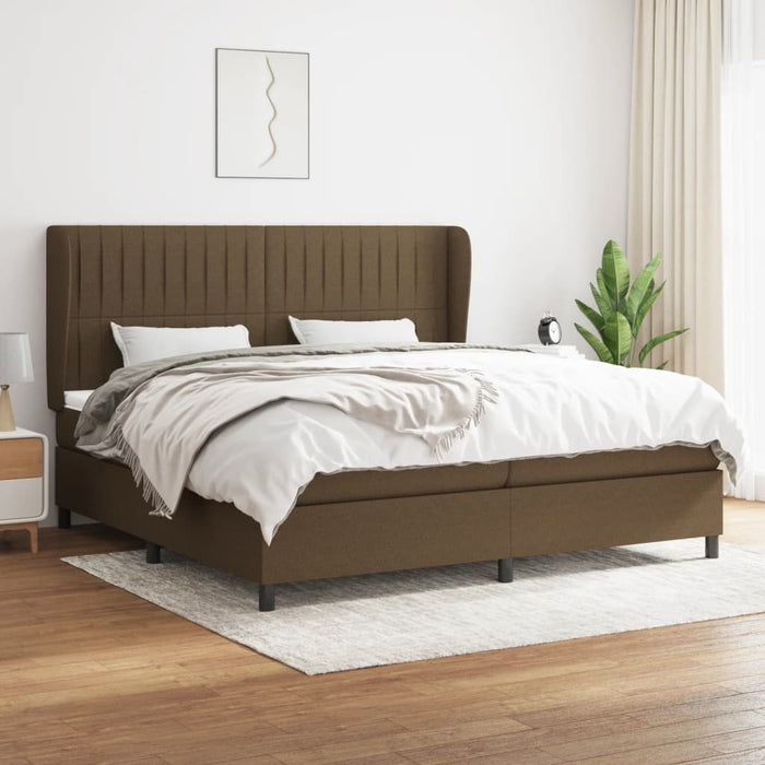Pat box spring cu saltea, maro închis, 200x200 cm, textil - WALTI WALTI