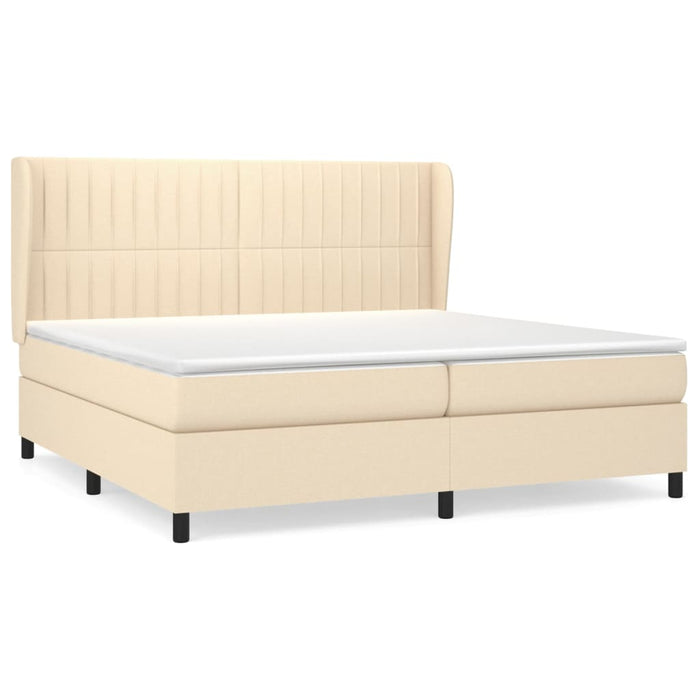 Pat box spring cu saltea, crem, 200x200 cm, textil - WALTI WALTI