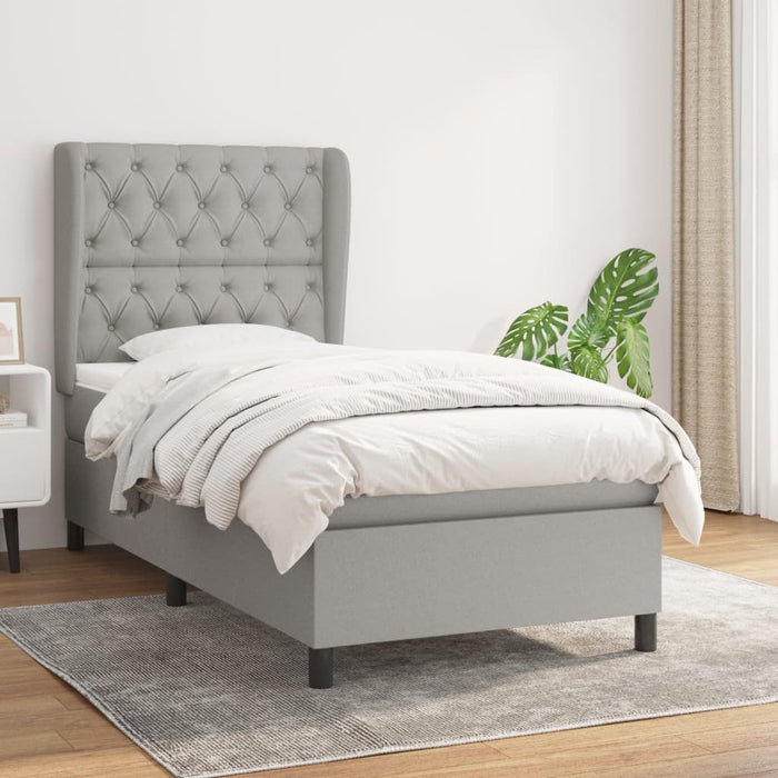 Pat continental cu saltea, gri deschis, 80x200 cm, textil - WALTI WALTI