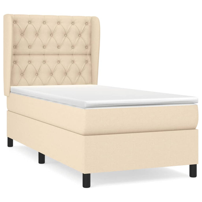 Pat box spring cu saltea, crem, 80x200 cm, textil WALTI