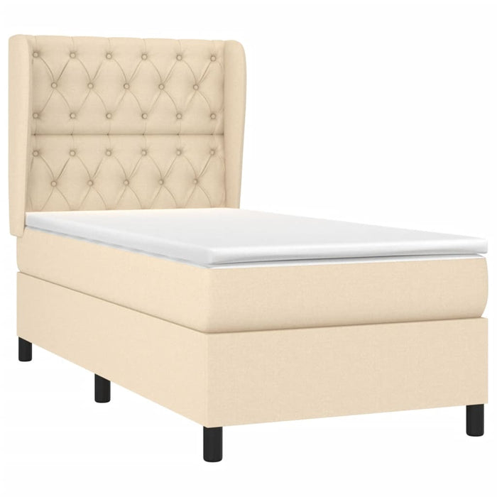 Pat box spring cu saltea, crem, 80x200 cm, textil WALTI