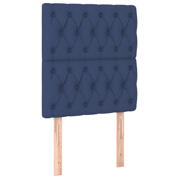Pat box spring cu saltea, albastru, 80x200 cm, textil WALTI
