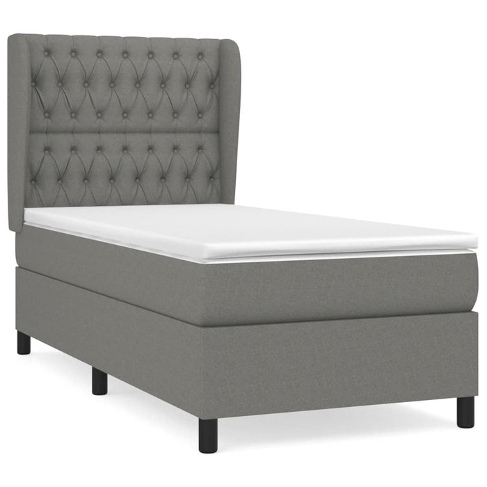 Pat box spring cu saltea, gri închis, 100x200 cm, textil - WALTI WALTI