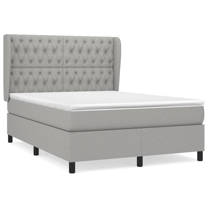 Pat box spring cu saltea, gri deschis, 140x190 cm, textil WALTI